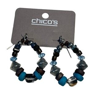 Chico’s Woodly Glam Beaded Bohemian Earrings New